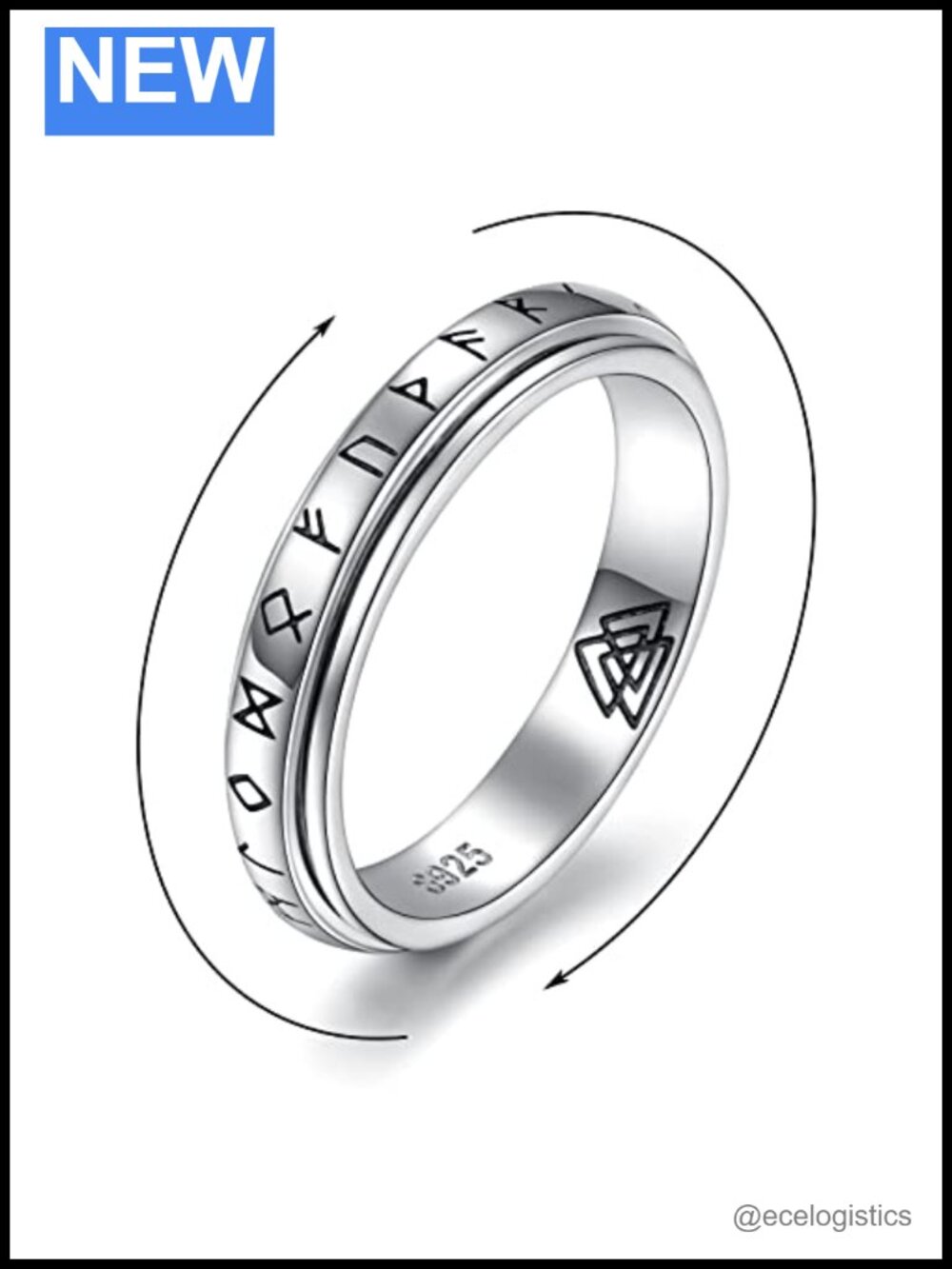 925 Sterling Silver Spinner Fidget Ring for Women